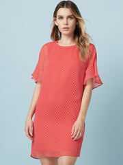 "Mini dress Tee shirt dress Ruffle sleeves  Printed dress Polka dots  "